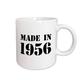 3dRose Tasse 162722 _ 2 Made in 1956 Funny Geburtstag Geburt Jahr Text Fun schwarz Bday Stempel mit Jahr You were Born Humor Tasse aus Keramik, 15-Ounce, weiß