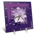 3dRose violett Rose Rahmen mit Schleife – Schreibtisch Uhr, 6 von 6 (DC 49115 _ 1)