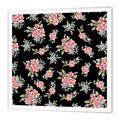 3dRose Pink Rosen und Blau Blumen auf Elegante Black-Pretty Feminine Vintage Floral Pattern-Girly Flower-Iron auf Wärmeübertragung, 10 von 25,4 cm für weiß Material (HT 120217 _ 3)