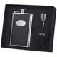 Visol"Tux" Gerippte Design Leder Deluxe Flachmann Geschenk-Set, schwarz 8-Ounce schwarz