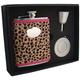 Visol "Cheetah Leder Stellar Flachmann Geschenk Set, 6-Ounce, Pink