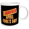 3dRose Ich überlebte April Fools Tag Survial Stolz und Humor Design Tasse, 15 oz, Keramik, weiß, 11,43 x 8,45 x 12,7 cm