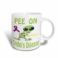3dRose Super Funny Peeing Alien unterstützen Ursachen für crohns Krankheit Tasse, 15 oz, Keramik, weiß, 11,43 x 8,45 x 12,7 cm
