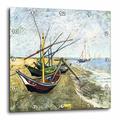 3dRose Wanduhr, Motiv Van Gogh, Motiv Fischerboote am Strand, 38,1 x 38,1 cm (DPP_58576_3)