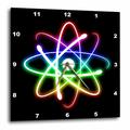 3dRose DPP 24256 _ 3 Atom Symbol Glowing auf Schwarz Background-Wall Uhr, 15 von 15 Zoll