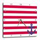 3dRose Retro Nautical Navy Blau Anker in Ecke mit Rot Sailor Pattern-French Breton Streifen 33 cm (DPP 57488 _ 2), 13 x 13 Wanduhr