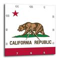 3dRose DPP 158295 _ 1 Flagge von Kalifornien Republik US American State Vereinigten Staaten von Amerika der Bär Flagge weiß rot Wanduhr, 10 von 25,4 cm