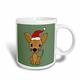 3dRose Funny Chihuahua Dog Wearing Santa Hat Christmas Art Becher, 15 oz, Keramik, weiß, 11,43 x 8,45 x 12,7 cm