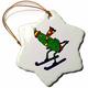 3dRose ORN 200458 _ 1 Funny Pickle Schnee Skifahren Schneeflocke Ornament, Porzellan, 7,6 cm