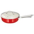 Stellar JA18R 24 cm Easy Lift Gusseisen Pfanne mit Deckel, Edelstahl, rot, 44.1 x 26.6 x 11.6 cm