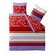 Bettwäsche 200x200 Baumwolle, Trend Imara Streifen Blumen rot lavendel creme aqua-textil 0011742