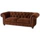 Max Winzer® Sofa 2,5-Sitzer Orleans, braun, Samtvelours, Couch, Chesterfield, 216 x 100 x 77 cm