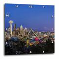 3dRose USA, Washington, Seattle, Skyline und MT. Rainier bei Twilight 25,4 cm (DPP 205857 _ 1), 10 x 10 Wanduhr