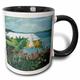 3dRose Flower Garden und Bungalow in Bermuda Ocean Landscape-Two Ton Tasse, Keramik, Schwarz, 10,2 x 7,62 x 9,52 cm