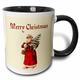 3dRose Merry Vintage Santa Claus unterwegs Eine Kleine Weihnachten Becher Tree-Two Ton, Keramik, Schwarz, 10,2 x 7,62 x 9,52 cm