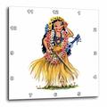 3dRose Print von süßen Hawaiian Retro Puppe 33 cm (DPP 204936 _ 2), 13 x 13 Wanduhr