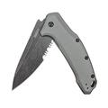 Kershaw Erwachsene Einhandmesser, Stahl 420HC, Liner Lock, Flipper, SpeedSafe, graue Alu-Griffschalen, Clip Klappmesser-Link-Gray Aluminum Blackwash Serrated-Klingenlänge: 8,26 cm, Mehrfarbig One size