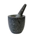 JADE TEMPLE 17200 Steinmörser mit Stössel, Granit,grau 12x 12 cm