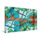 Calvendo Premium Textil-Leinwand 120 cm x 80 cm Quer Orange und türkise Formen | Wandbild Kunst