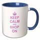 3dRose für Keep Calm and Carry on Shopping-Shopper Shopaholic Gifts-pink Humorous-Two, 10,16 x 7,62 x 9,52 cm, Tasse, Keramik, Blau