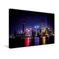 Calvendo Premium Textil-Leinwand 45 cm x 30 cm Quer, Fantastische Skyline mit Shanghai Pearl Tower bei Nacht | Wandbild, Bild auf Keilrahmen, Fertigbild auf Impressionen aus Shanghai Orte Orte