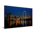 Calvendo Premium Textil-Leinwand 120 cm x 80 cm Quer, Singapore Skyline an der Marina Bay | Wandbild, Bild auf Keilrahmen, Fertigbild auf Echter Leinwand, Leinwanddruck Orte Orte