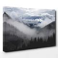 BIG Box Art Canvas Print 30 x 20 Inch (76 x 50 cm) Landscape Clouds Over The Fir Trees - Canvas Wall Art Picture Ready to Hang