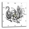 3dRose Bild von viktorianischen schwarz und White Dragon Sketch 25,4 cm (DPP 245226 _ 1), 10 x 10 Wanduhr