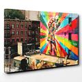 BIG Canvas Print 30 x 20 Inch (76 x 50 cm) V-Day Kiss Graffiti Framed Wall Art Picture Print - Canvas Wall Art Picture Ready to Hang