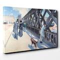 BIG Box Art Canvas Print 30 x 20 Inch (76 x 50 cm) Gustave Caillebotte The Seine and The Railroad Bridge - Canvas Wall Art Picture Ready to Hang