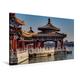 Calvendo Premium Textil-Leinwand 90 cm x 60 cm Quer, Fünf Drachen Tempel im Beihai-Park in Peking | Wandbild, Bild auf Keilrahmen, Fertigbild auf Echter in Einem chinesischem Park Orte Orte