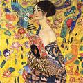 Kunstdruck auf Leinwand. Dame mit Fächer. Bild von Gustav Klimt