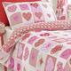 Homespace Direct Herzen Blumen Patchwork Quilt Bettbezug und 2 Kissenbezüge, Pink, King Size