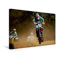 Calvendo Premium Textil-Leinwand 45 cm x 30 cm Quer, Biker Hebt vor Seinen Verfolgern ab - Motocross | Wandbild, Bild auf Keilrahmen, Fertigbild auf Echter Leinwand, Leinwanddruck Sport Sport