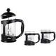 Bialetti Kaffebereiter Set mit 2 Tassen, Glas, schwarz, 20 cm, 3-Einheiten