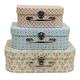 JVL Retro Geometrische Boudoir-Koffer-Stil-Boxen, Pastell, Set von 3