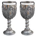 Design Toscano ‚ Ritter des Königs‘, royaler Kelch im Gothic-Stil: 2-er-Set, Resin, Pewter, 7.5 x 7.5 x 18 cm