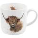 Wrendale Designs von Hannah Dale Highland Kuh Tasse, Bone China Porzellan, Mehrfarbig, 8,5 x 12 x 8 cm