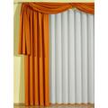 Wirth Garnitur mit Kräuselband und Raffhaltern, Polyester, Orange, 145 x 132 cm,