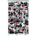 Spirella Textil Roadtrip Black/RED 180x200 cm Duschvorhang, Stoff, schwarz-rot, 180 x 200 cm