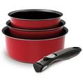 Backen Profi 181103 Easy Cook Kochtopf-Set aus 4 Töpfe Aluminium rot 25 x 22 x 11 cm