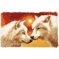 Vervaco 2 Wölfe Knüpfteppich, Stramin, Weiß, 69 x 43 x 0,3 cm