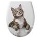 Tiger Toilettensitz Cat, WC-Sitz aus Duroplast mit Katzen-Motiv, Absenkautomatik und Easy-Clean-Funktion, Farbe: Weiß, Edelstahlbefestigung