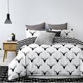 DecoKing 23846 220x240 cm mit 2 Kissenbezügen 63x63 schwarz weiß geometrisches Muster Bettbezüge Microfaser Hypnosis Deerest Bettwäsche grau, 220 x 240 cm + 63 x 632