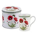 Botanic Garden Poppy Motiv Becher und Zinn Set, Porzellan, mehrfarbig, 13 x 13 x 11,5 cm