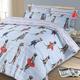 Dreamscene Bettwäsche-Set Erdmännchen-Tiermotiv, Bett- und Kissenbezug, weiß-blau gestreift – Doppelbett