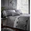 Portfolio Murray Velvet Soft Muster Design Quilt Bettbezug Bettwäsche-Set, Polyester, Stone grau, Double