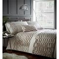 Portfolio Murray Velvet Soft Muster Design Quilt Bettbezug Bettwäsche-Set, Polyester, Oyster, Double