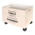 THE HOME DECO FACTORY hd4683 Aufbewahrung mit roulettes-2 SWP, Holz, beige-Noir, 40 x 29 x 31,5 cm