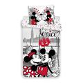 Jerry Fabrics Mickey and Minnie in Venice Mickey & Friends Character Kinder Bettwäsche mit Reißverschluss; Bettbezug 140 x 200 cm und Kissenbezug 70 x 90 cm Baumwolle Multicolored 200 x 140 x 0.5 cm